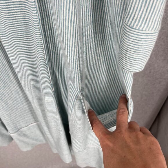 Poetry Oversized Knit Open Front Long Cardigan Size 16/18 Green Blue Linen Lagen - Picture 4 of 13